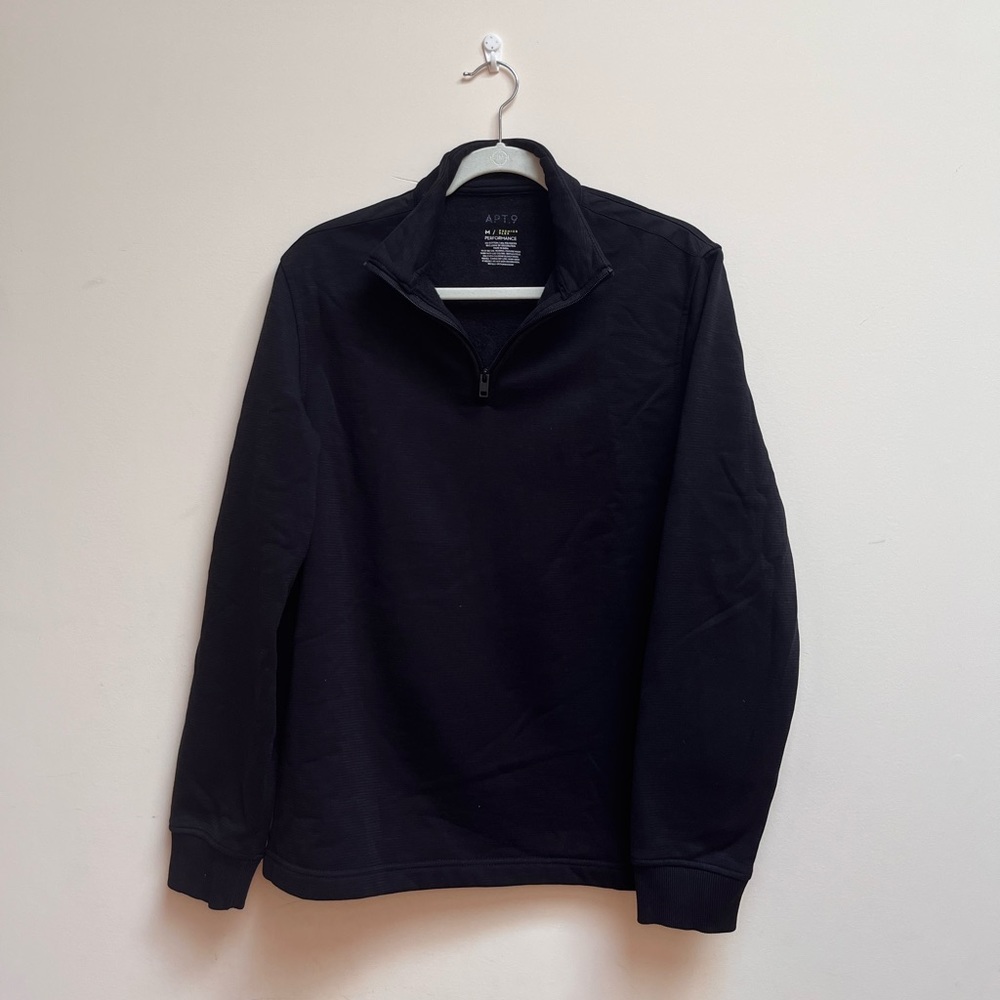 black athletic quarter zip sweatshirt
